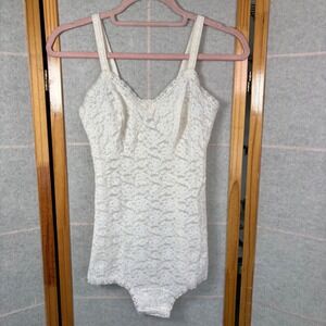 VTG Youth Form's Stretch Lace Breefer White Vintage Floral Lace Trim Bodysuit